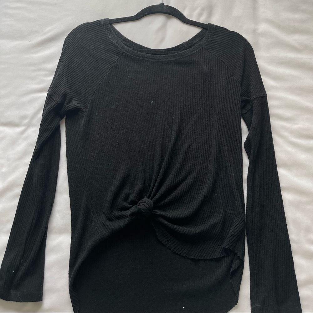 Me To We Essentials Black Ribbed Long Sleeve